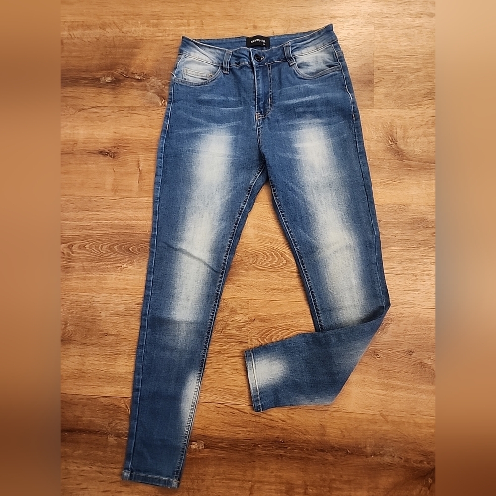 "Skinny Collection" Blue Jeans 30x28 Mid Rise Distressed Women's Stretch Denim